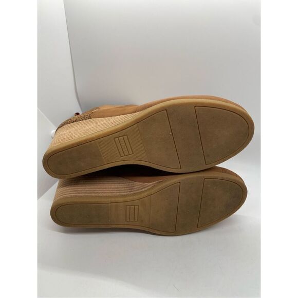New TOMS Desert Tan Leopard Suede Kelsy Bootie 10014153 Wedge Comfort Sz 10 - Picture 9 of 11